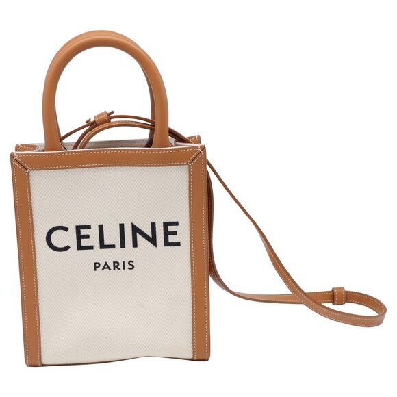 Celine Mini Vertical Cabas Tote Bag in Brown Canvas - Picture 1 of 7